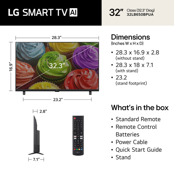 LG - 32" Class LB65 Series LED HD webOS TV (2026)
