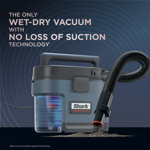 Shark - MessMaster Portable Wet/Dry Vacuum, 1 Gallon Capacity, Corded, Handheld, Perfect for Pets & Cars with Bonus Carpet Tool - Blue