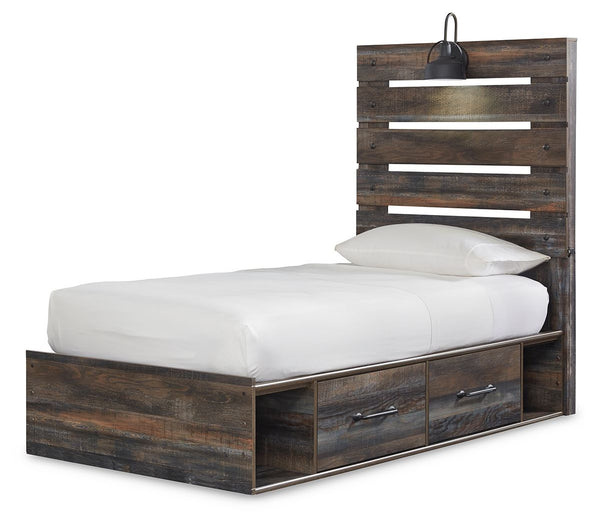 Drystan - Panel Bed #twin #2sidedrawers|4sidedrawers