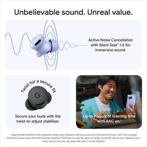 Google - Pixel Buds 2a - Wireless Earbuds with Active Noise Cancellation - Bluetooth Headphones - Iris
