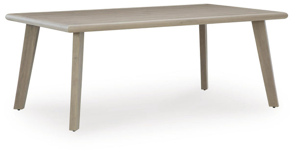 Cliff Trails - Mesa de comedor rectangular con opción de sombrilla - Beige