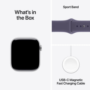 Apple Watch Series 11 (GPS) 42mm Silver Aluminum Case with Purple Fog Sport Band - S/M - Silver - (2025)