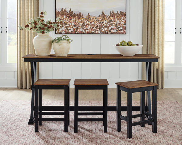 Wildenauer - Juego de mesa de comedor rectangular (Juego de 4) - Marrón / Negro