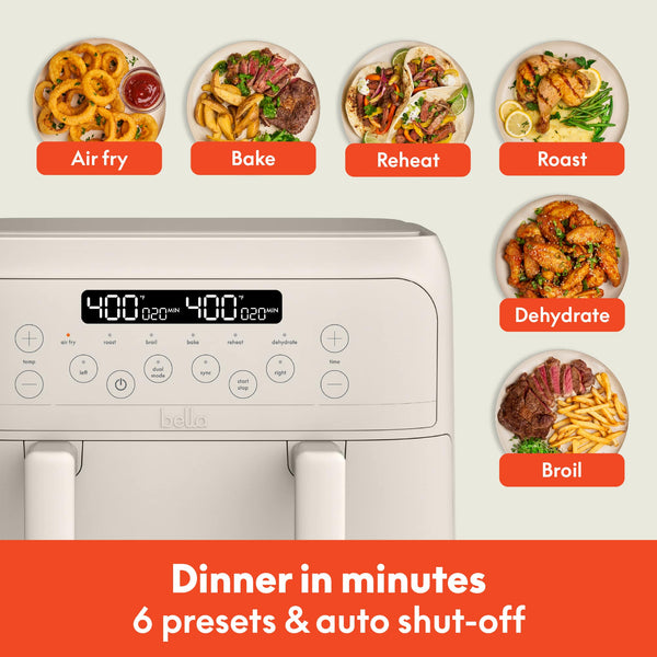 Bella - 4-qt. TriZone Air Fryer - Oatmilk