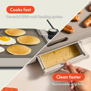 Bella - 10" x 20" Ceramic Electric Griddle - Oatmilk
