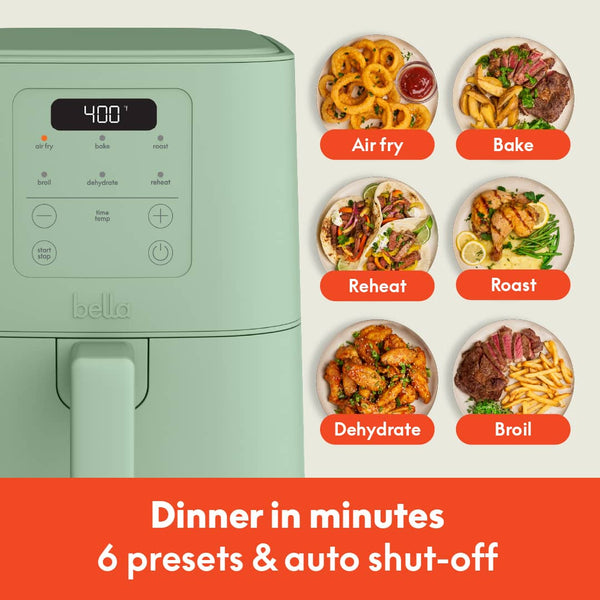 Bella - Fits-anywhere Kitchenware: 4-qt. Slim Air Fryer - Seaglass
