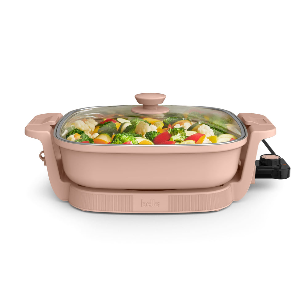 Bella - Fits-anywhere Kitchenware: 12" x 12" Make & Take Non-Stick Electric Skillet - Blossom