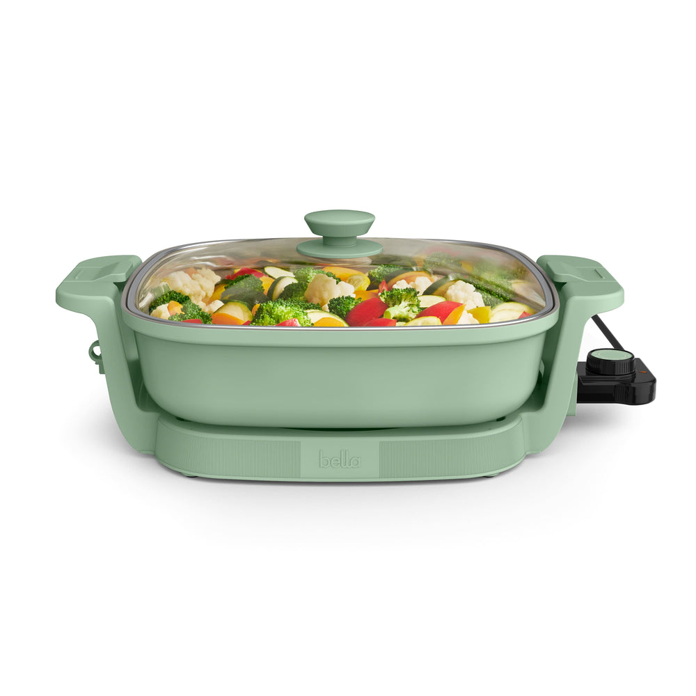 Bella - Fits-anywhere Kitchenware: 12" x 12" Make & Take Non-Stick Electric Skillet - Seaglass