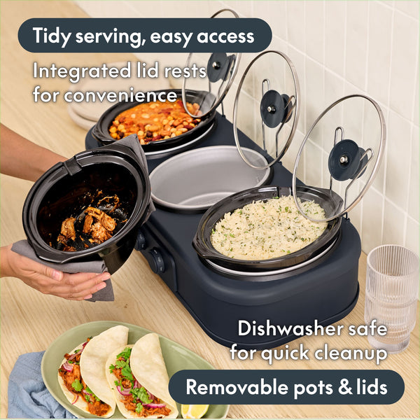 Bella - SAVOR Triple 1.5-qt. Slow Cooker - Slate