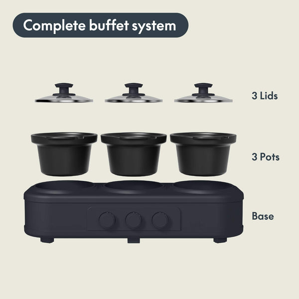 Bella - SAVOR Triple 1.5-qt. Slow Cooker - Slate