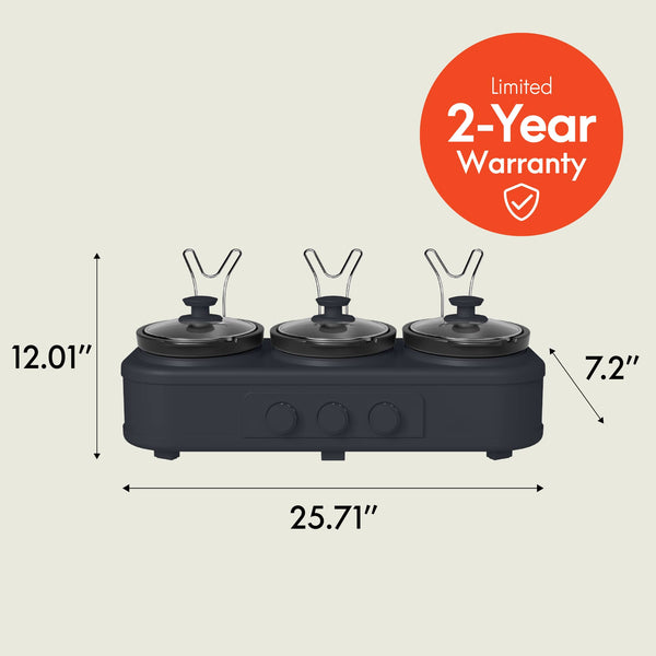 Bella - SAVOR Triple 1.5-qt. Slow Cooker - Slate