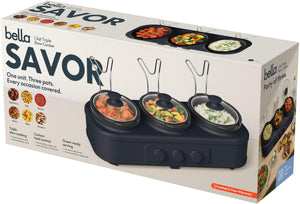 Bella - SAVOR Triple 1.5-qt. Slow Cooker - Slate