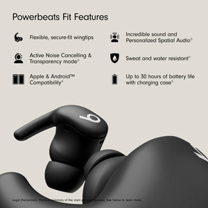 Beats - Powerbeats Fit True Wireless Active Noise Canceling Earbuds - Jet Black