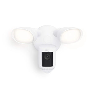 Floodlight Cam Pro with 2K Video and Ring Vision, 2 LED Lights, Dual Band Wi-Fi, and 3D Motion Detection - White
