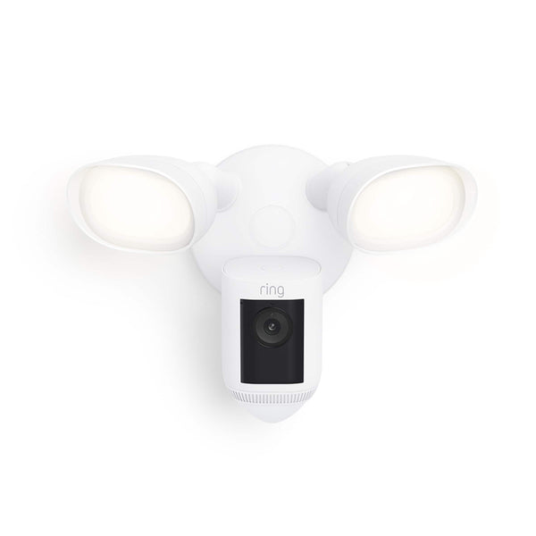 Floodlight Cam Pro with 2K Video and Ring Vision, 2 LED Lights, Dual Band Wi-Fi, and 3D Motion Detection - White