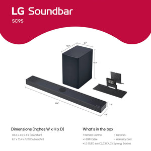 LG - 3.1.3 Channel SC9S Soundbar with Wireless Subwoofer, Dolby Atmos, WOW Orchestra - Black