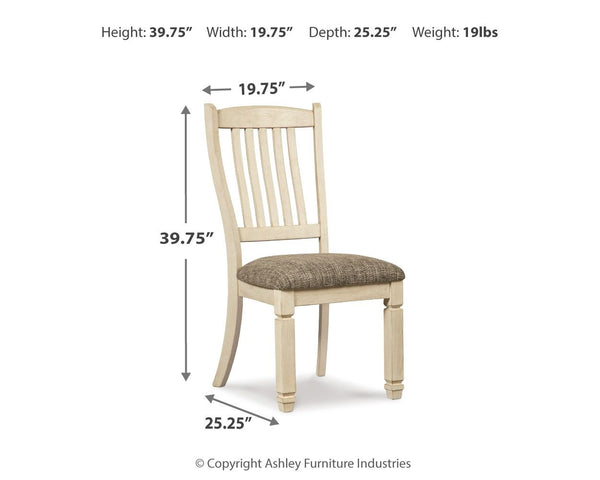 Bolanburg - Silla de comedor tapizada (juego de 2) - Respaldo inclinado - Marrón/Beige