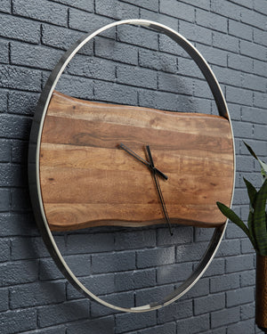 Panchali - Reloj de Pared - Acabado Marrón / Plateado