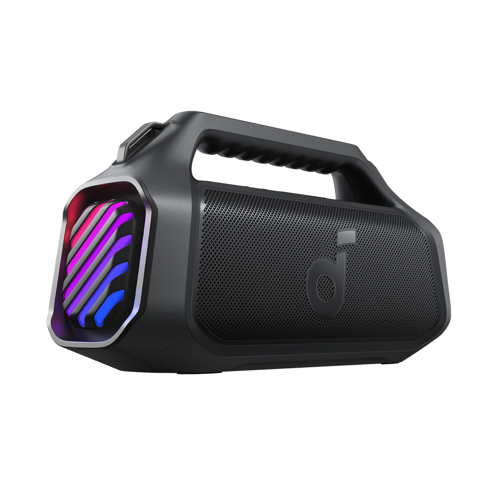 Soundcore - by Anker Boom 2 Plus IPX7 Waterproof 140W Bluetooth Speaker with Subwoofers, BassUp 2.0, Custom Lighting, & Power Bank - Black
