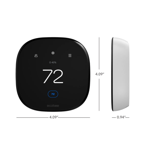 ecobee - Enhanced Smart Programmable Touch-Screen Wi-Fi Thermostat with Alexa, Apple HomeKit and Google Assistant - Black