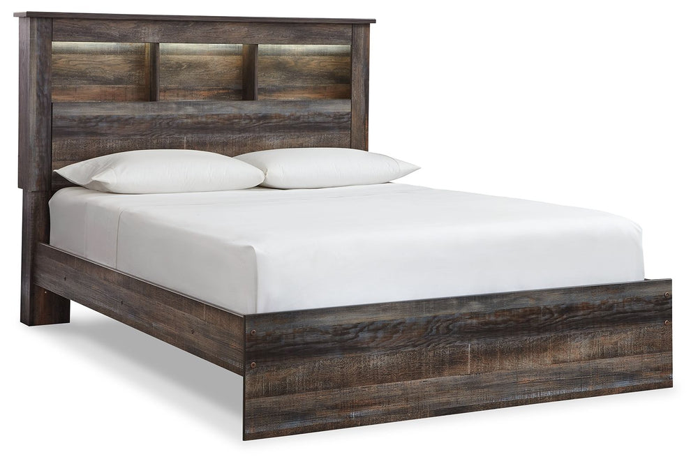 Drystan - Panel Bookcase Bed #beige #queen #none