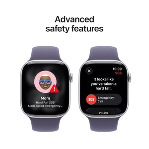 Apple Watch Series 11 (GPS) 46mm Silver Aluminum Case with Purple Fog Sport Band - M/L - Silver - (2025)