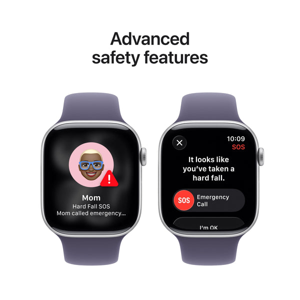 Apple Watch Series 11 (GPS) 46mm Silver Aluminum Case with Purple Fog Sport Band - M/L - Silver - (2025)