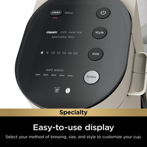 Ninja - Pods & Grounds Specialty Single-Serve Iced Coffee Maker, K-Cup Pod Compatible with Foldaway Milk Frother - Stone