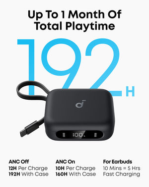 Soundcore - by Anker P41i Bluetooth Wireless In Ear Earbuds with Portable USB-C 3,000mAh Phone Charger - Black