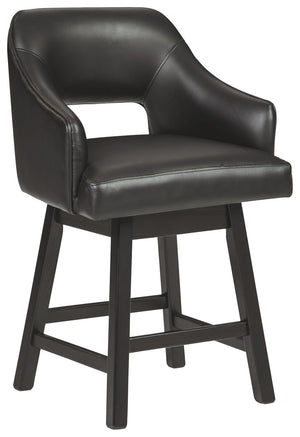 Tallenger - Upholstered Swivel Barstool (Set of 2) #black #24''wx23''dx38''h