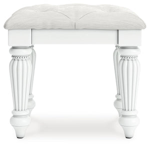 Kozlani - Taburete tapizado Vanity - Blanco