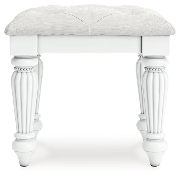 Kozlani - Taburete tapizado Vanity - Blanco