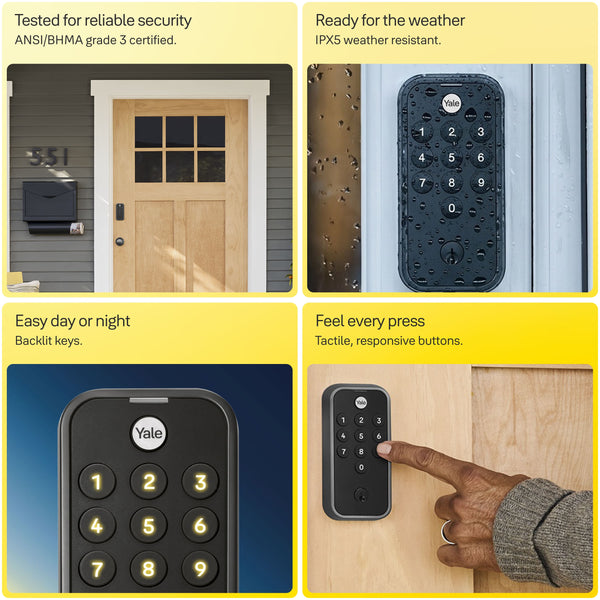 Yale - Code Keypad Deadbolt - Black Suede