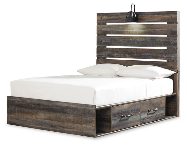 Drystan - Panel Bed #full #2sidedrawers|4sidedrawers