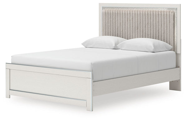Zuraleus - Upholstered Panel Platform Bed With Roll Slats #white #queen