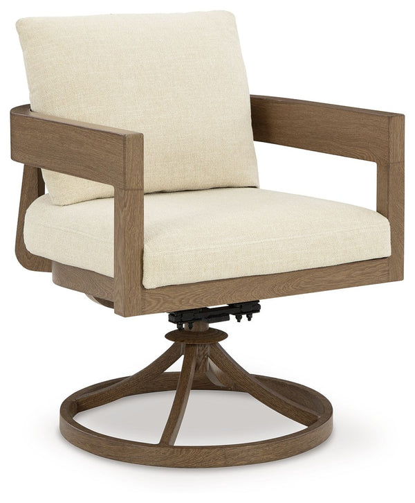 Serene Bay - Silla giratoria con cojín (juego de 2) - Marrón oscuro / Blanco
