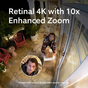 Ring - Outdoor Cam Pro Power Over Ethernet, Retinal 4K video, 10x Zoom, Low-Light Sight full-color in near dark - Black