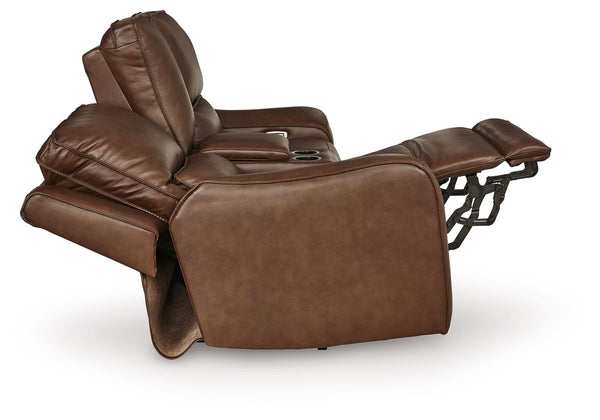 DeepWakes - Power Reclining Loveseat / Console / Adjustable Headrest #darkbrown