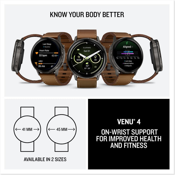 Garmin - Venu 4 GPS Smartwatch 45 mm Fiber-reinforced polymer - Slate - (2025)
