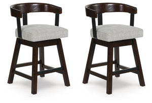 Haddigan - Upholstered Swivel Barstool (Set of 2) - Dark Brown