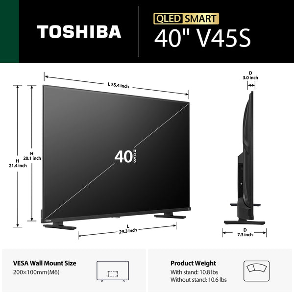 Toshiba - 40" Class V45 Series QLED FHD 1080p Smart Fire TV