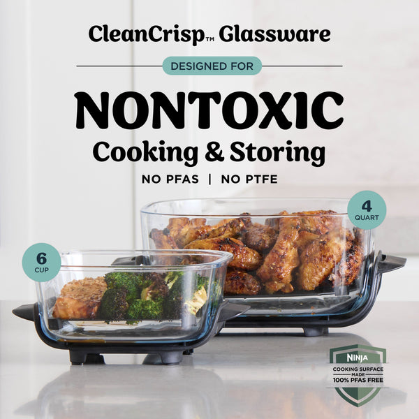 Ninja - Crispi 4-in-1 Portable Glass Air Fryer Cooking System - Gray