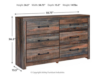 Drystan - Bedroom Set #darkgray #6pc.panelheadboard,bedframe,dresser,mirror,chest,nightstand