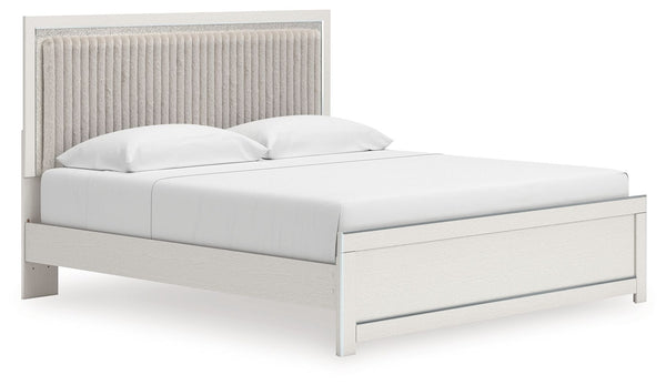 Zuraleus - Upholstered Panel Platform Bed With Roll Slats #white #king