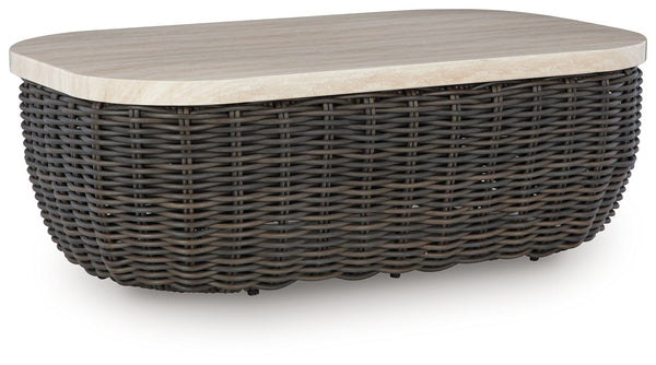 Kimora - Mesa de centro rectangular - Beige / Marrón oscuro