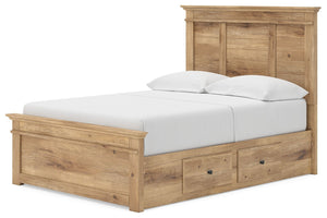 Makidern - Panel Storage Bed #lightbrown #full #2underbedstorageunits
