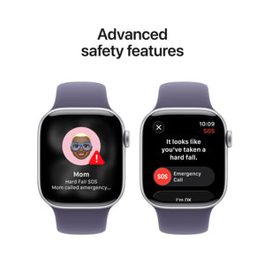 Apple Watch Series 11 (GPS) 42mm Silver Aluminum Case with Purple Fog Sport Band - S/M - Silver - (2025)