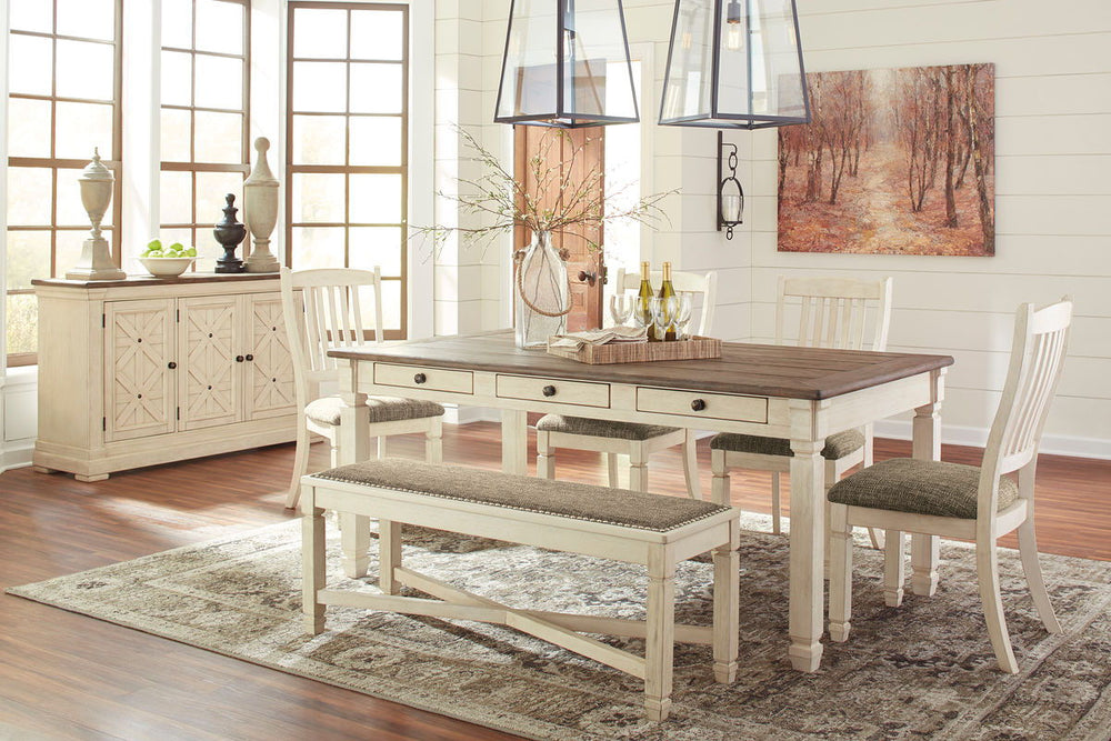 Bolanburg - Rectangular Dining Table Set #5pc.table,2upholsteredsidechairs,2upholsteredbenches