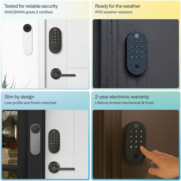 Yale - Smart Lock with Matter, Designed for Google Home; Electronic Deadbolt with Pushbutton Keypad - Matte Black