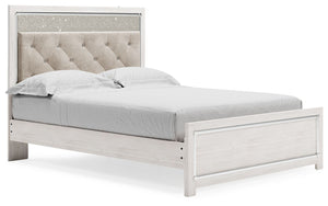 Altyra - Cama queen con paneles y somier de láminas - Blanca